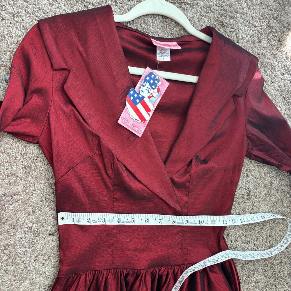 Pinup Couture Burgundy Portrait Collar Swing Dress NWT S Retro Rockabilly Wine - Picture 4 of 16